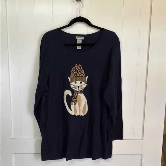 Chico's Blue Cat Sweater - Picture 1 of 5